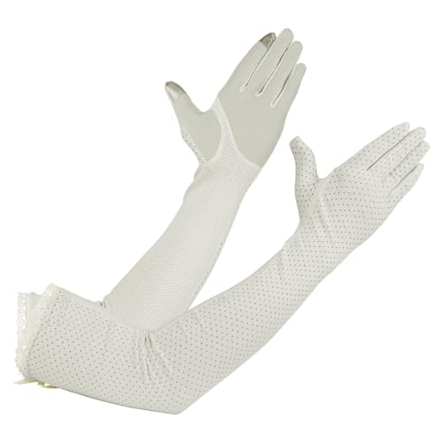 SANNIDHI® 1 Pair Women Sun Gloves UV Protection Driving Gloves Fashion Summer Breathable Cotton One-Piece Full Finger Sun Gloves Arm Sleeve with Touchscreen Finger Design, Grey