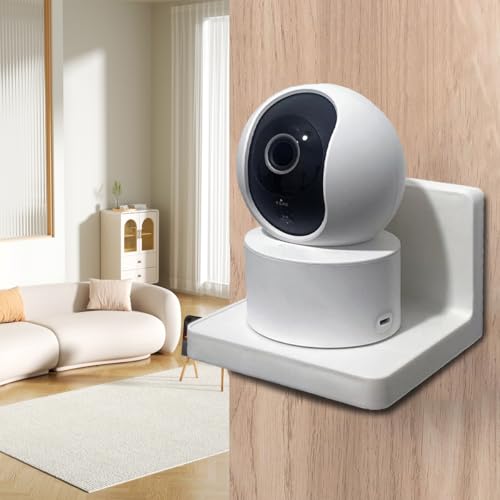HASTHIP® 4PCS Wall Mount Camera Shelf Small Holder No Drill Self Adhesive Universal Floating for Security Cameras Speakers Wireless White