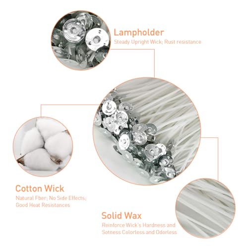 HASTHIP® DIY Candle Making Tool Kit with 220PCS 6 Inch Wicks, 60 Pcs Wick Stickers, 10 Pcs Wooden Holders for Scented Candles