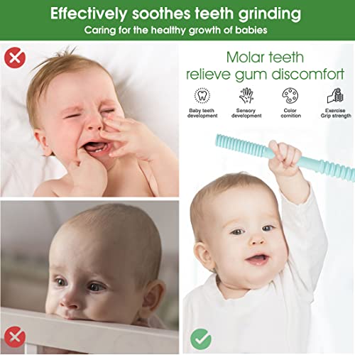 HASTHIP® 2pcs Straw for Baby Silica Gel Straws for Drinking Juice,with Cleaning Brushes, Baby Teether Straw for Baby