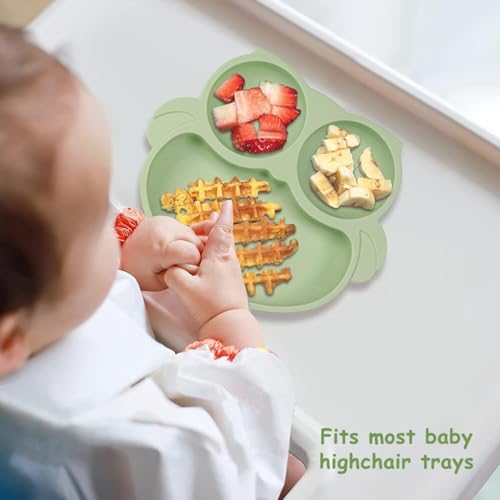 SNOWIE SOFT® Baby Suction Plates for Feeding with 4 Strong Cups Silicone Toddler Deep Divided Kids Themselves Dishwasher Microwave Oven Safe 2PCS