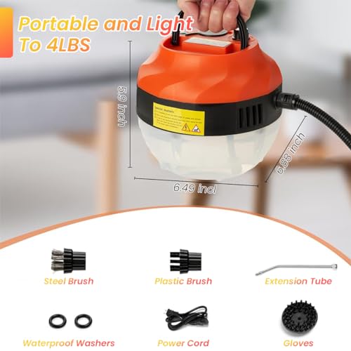 HASTHIP® Steam Cleaner 2500W High-Temperature Steamer Cleaner with 3 Brush Attachments 1000ml Steam Cleaner for Kitchen Cleaning, Car Detailing, Home Use Portable Steam Cleaner with Long Nozzle