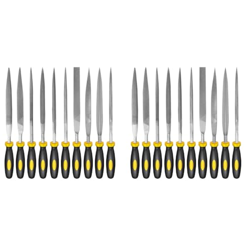 HASTHIP® 20PCS File Tools Set Premium Hardened Drop Forged Alloy Steel Includes Flat Warding Square Triangular Round and Half-Round Files 5mm 180mm