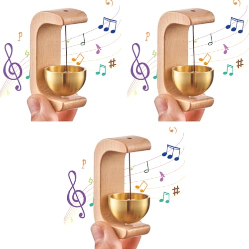 HASTHIP® Beech Wooden Door Chime with Brass Bell, Dopamine Door Bell for Home, Self-Adhesive Magnetic Doorbell, Serene Acoustic for Home & Shop, Shopkeepers Door Chime, Ideal Housewarming Gift X3