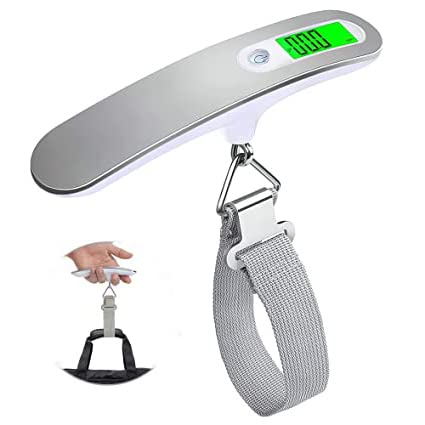 HASTHIP Stainless Steel Travel Scale Suitcase Scale with Strong Straps and Backlit, Luggage Weight Scale Portable, Digital Luggage Scales for Flights, Travel, Home (Load Capacity 50kg)