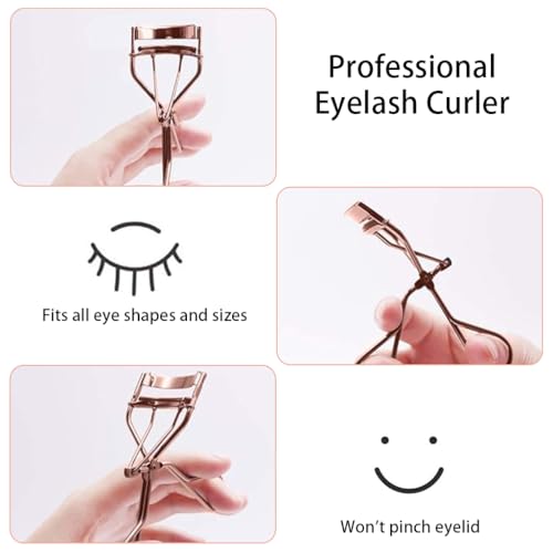 MAYCREATE® Eyelash Curler for Women Lash Curler Kit, Includes Metal Eyelashes Curler, Folding Separator Comb & 6 Replacement Rubber Refill Pads Combo Kit