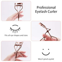 MAYCREATE® Eyelash Curler for Women Lash Curler Kit, Includes Metal Eyelashes Curler, Folding Separator Comb & 6 Replacement Rubber Refill Pads Combo Kit