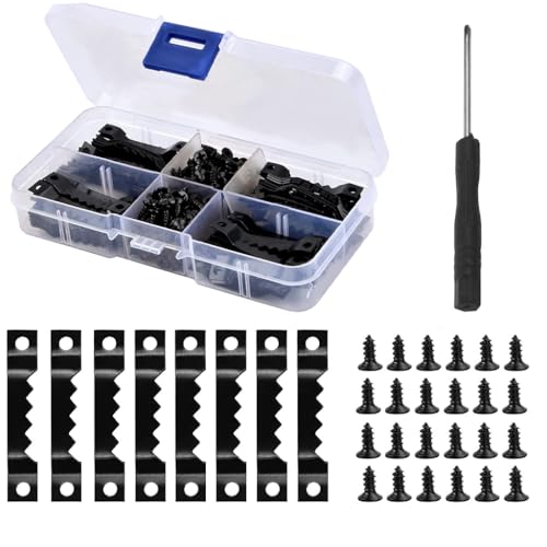 HASTHIP® 300 Pack Small Sawtooth Picture Hangers with Screws, Picture Hanging Kit 100 Pcs Sawtooth Frames, 200 Screws, 1 Screwdriver for Hanging Photos
