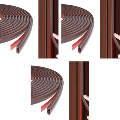 HASTHIP® 19.7Ft Door Seal Strip Self Adhesive Frame Cushioning Hollow Out Cuttable Noise Reduction 3 PCS