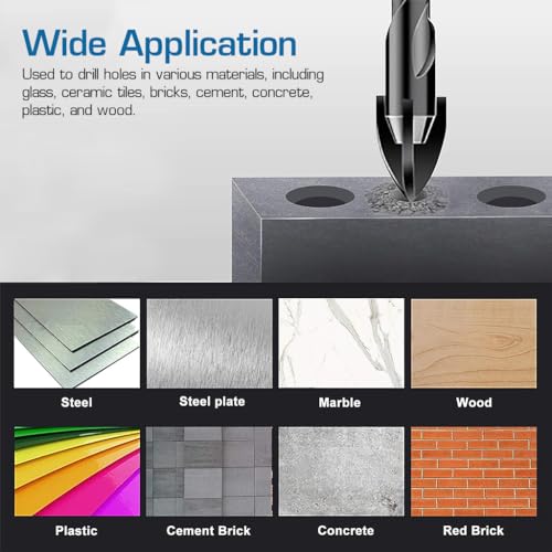 Serplex® 36PCS Masonry Drill Bit Set Tungsten Steel with 7 Sizes for Glass Tile Brick Cement Concrete Plastic Wood 1/8 to 1/2 inch Cross Tip