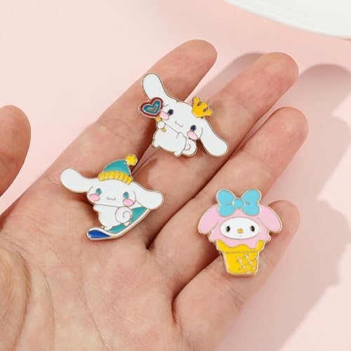 SANNIDHI 9Pcs Brooch Pin for Women Girls Anime Cute Kuromi Cinnamoroll Bag Charms Safety Buttons Brooch Enamel Pins Sanrio Kitty Brooch for Kids Girls Clothing Jackets Hat Accessories