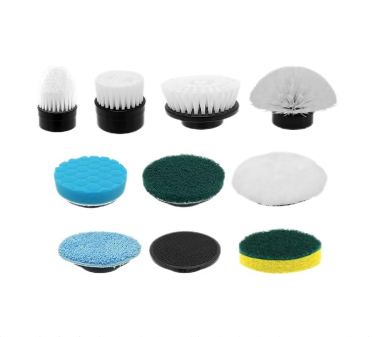 Supvox® 9Pcs Drill Brush for Electric Spin Brush, Universal Drill Brush Attachments, Include Scrubber Scouring Pads Cleaning Kit, Car Drill Brushes for Cleaning, Floor, Bathroom, Tile (Only Brush Set)