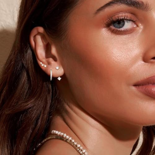 SANNIDHI 3 Pairs Ear Studs Silver Earrings Set Zircon Hypoallergenic Fashion Women Jewelry Gift