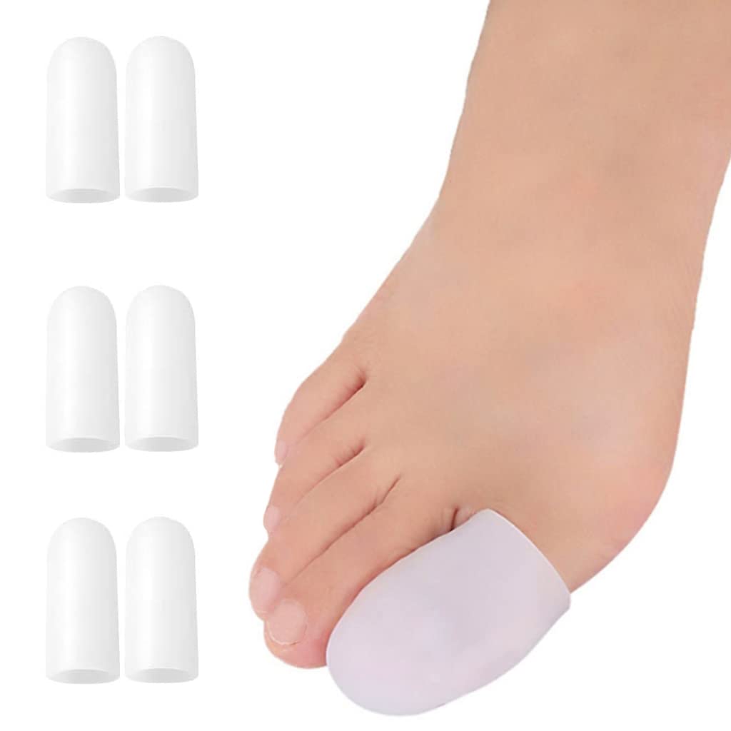 MAYCREATE® 3 Pairs Silicone Gel Toe Separator Big Toe Protector Toe Cover Caps for Painful Blisters Calluses Corns, Protective Toe Caps (L)