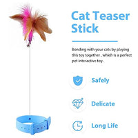 Qpets® Cat Teasing Toy Feather Teasing Wand Toy Wearable Collar Cat Teasing Toy with Bell and Feather Cat Self-Entertainment Toy Boredom-Buster Toy