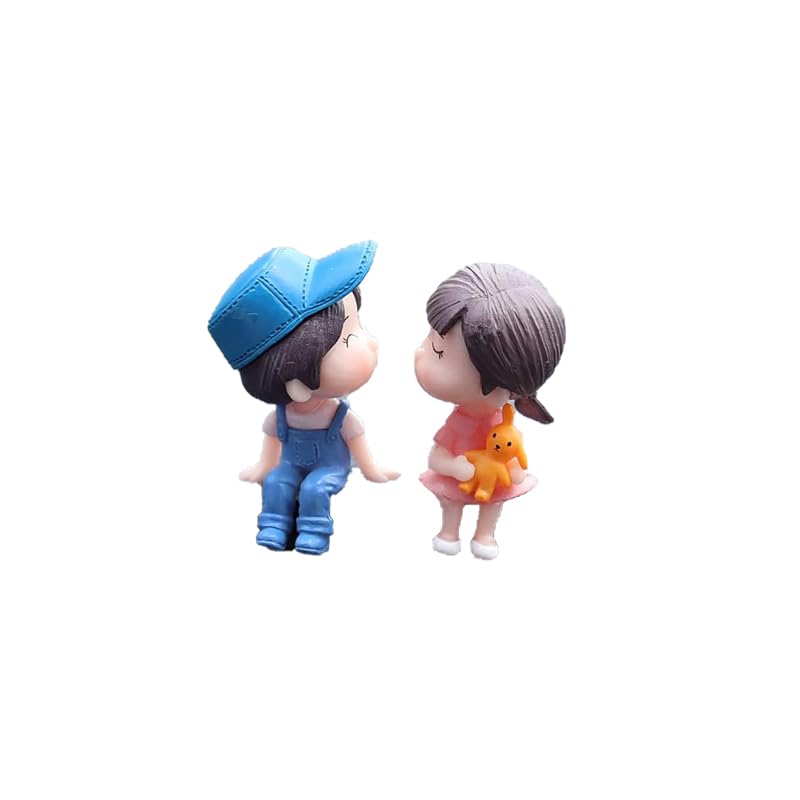 ZIBUYU® Car Ornament Couple Decor Auto Rear View Mirror Hanging Decoration, Cute Resin Lovers Figurine, 9x8x4cm, Dashboard & Interior Accessories, Stylish Gift for Car, Home, Bedroom, Office (1 Piece)