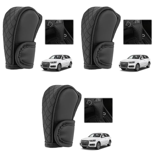 STHIRA® Premium PU Leather Car Gear Knob Cover Fashionable Anti-Slip Durable Universal Fit Protects Against Scratches Wear Enhances Interior Black 12 x 9 x 5cm 3PCS