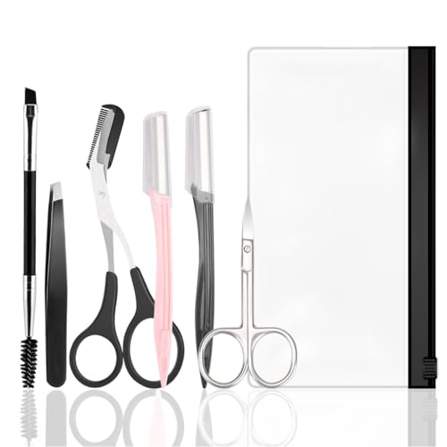 MAYCREATE Eyebrow Trimmer Kit Set of 6Pcs Eyebrow Grooming Kit Includes Eyebrow Trimmer Eyebrow Brush Trimmer Eyebrow Razor Eyebrow   Brush Tweezer Beginners Makeup Tools for Women Men