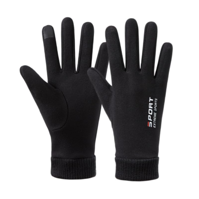 Proberos® Winter Riding Gloves for Men, Touch Screen Compatible Warm Gloves with Soft Fleece Lining, Windproof & Non-Slip Outdoor Cycling Driving Gloves, Black-M