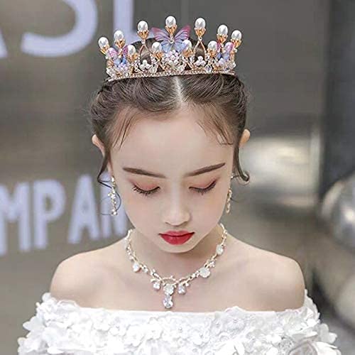 PALAY® Crystal Tiara Crown Pearl Princess Costume Crown Headband Flower Pageant Handmade Hair Accessories Cosplay,Birthday,Celebration for Girl Women