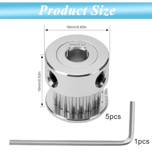 Serplex® GT2 20 Teeth 5mm Bore Timing Pulley Aluminum Synchronous Wheel for 6mm Belt Compatible with RepRap 3D Printer Prusa i3 15PCS