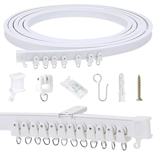 HASTHIP® 9.6ft/3m Flexible Ceiling Curtain Track, Curtain Ceiling Track, Ceiling Mount for Track Curtain System Universal Room Heavy Drape Curtain Mount Track, All Accessories Included