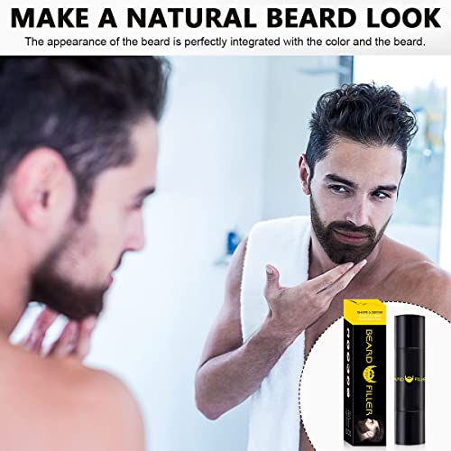 MAYCREATE® Beard Pencil Filler for Men Dual Tip 2 in 1 Beard Pencil with Brush for Beard Styling, Sweat Proof Beard Pencil Filler Mustache Kit for Men Beard, Mustache, Eyebrows (black)