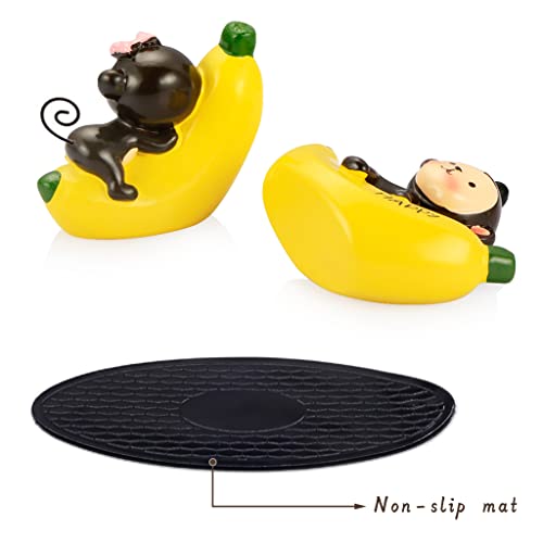 ZIBUYU® 1 Pair Cute Resin Couple Monkey Banana Car Resin Decoration Car Dashboard Toy Desk Decoration Lovely Dashboard Toys Gift Car Interior Decoration Desk Decoration