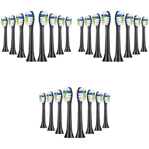 HANNEA® Replacement Toothbrush Heads Compatible for Philips DiamondClean 2020 Edition Fit ProtectiveClean 4300 6100 EasyClean Gum Health HX6064 Black Brush Head 3 PCS