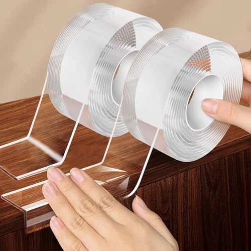 SNOWIE SOFT® 2Pcs 6.6ft Baby Proofing Strip 2mm Thickness Child-Proof Corner Protector Strip Cuttable Transparent Silicone Self-Adhesive Furniture Protector for Table Edge, Corners, Cabinet, Drawer