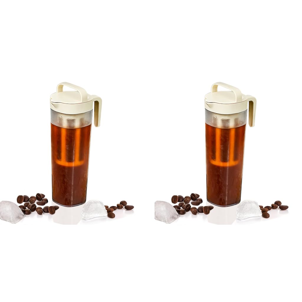 Supvox Glass Jar for Cold Brew Coffee featuring Dual Handles and 1100ml Capacity | Food Grade PP Filter