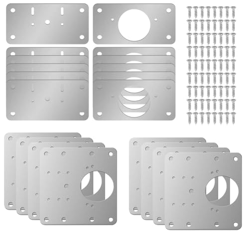 Serplex® 20Pcs Stainless Steel Cabinet Hinge Repair Plate Kit with Screws, Universal Fixing Bracket Set for Wooden Kitchen Cabinet Door, Wardrobe, Cupboard, DIY Home, Crafts & Planners