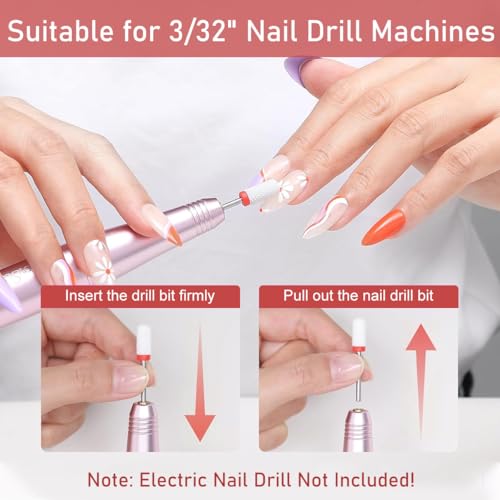 MAYCREATE® 10 PCS Ceramic Nail Drill Bits Universal 2.35mm 3/32 Shank for Nail Machine Multifunctional Gel Removal Shaping Removing Cuticle