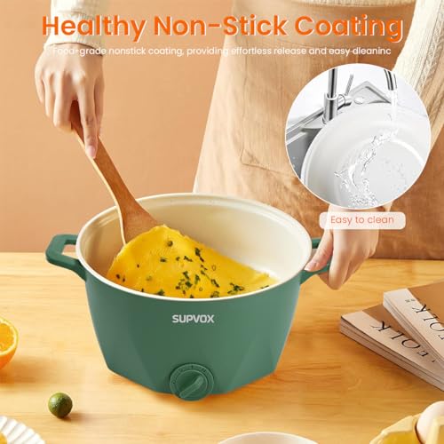 Supvox® Electric Kettle for Cooking 3 Litre Non-Stick Cooker with Steamer Lid Multifunctional Rice Adjustable 1000W Egg Boiler Pot for Frying Steaming Boiling 2PCS
