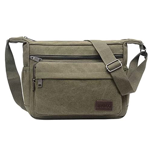 ZIBUYU Sling Bag for Men Crossbody Bag Khaki Canvas Messenger Shoulder Bag Multi-pocket Satchel Crossbody Bag for Mens Side Bags for Men Stylish for Adults, Men and Women