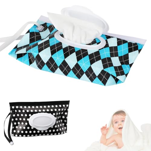 SNOWIE SOFT® 2 Pack Waterproof Baby Wipe Dispenser with Hand Strap, Dustproof Stroller Portable Refillable Wipe Holder Wipe Bag, Baby Wipes Container, Wipe Dispenser, Reusable Travel Wet Wipe Pouch