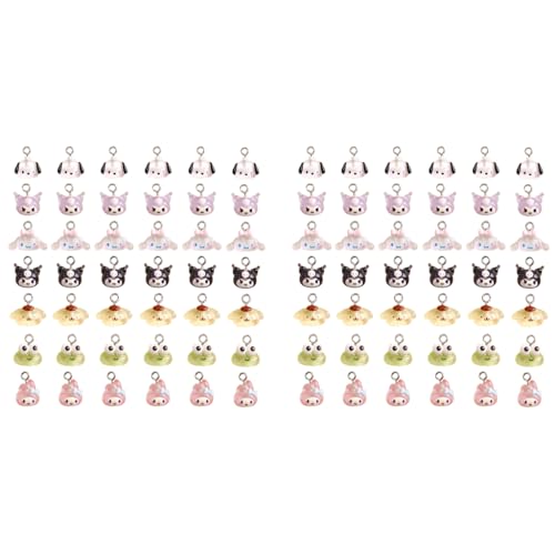 SANNIDHI® 42PCS Charms for Bracelet Making 7-Design Pendant for Jewelry Mini Cinnamoroll Kuromi Cartoon Resin Jewellery DIY Necklace Crafts Phone