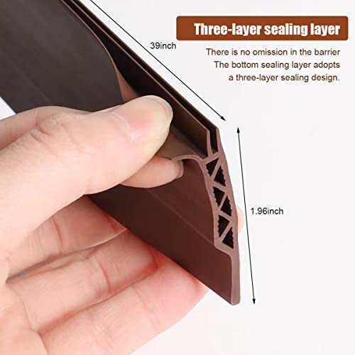 HASTHIP® 2 Pack Door Gap Filler Rubbe, Door Gap Sealing Strip, Dust and Noise Insulation Weather Stripping Strip Tape for Exterior & Interior Doors, 50mm in Width, 39'' Per One (Brown)