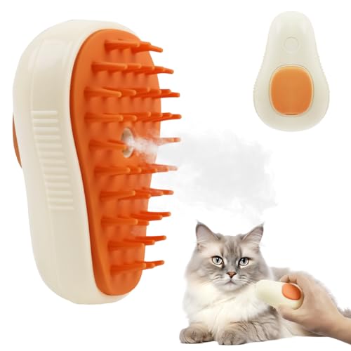 Qpets® Electric Pet Steam Hair Brush, Bath-free Pet Hair Cleaning Brush Grooming Brush with Rotatable Handle USB Rechargeable 2 in 1 Steam Massage Brush Pet Hair Brush Remove Mat Shedding