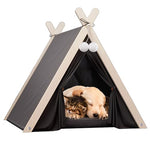 Qpets® Warm Cat House Cat Bed, Closed Pet Cat Dog Bed House Delivery Room, Luxury Cotton Pet Teepee Tent with Thick Cushion & Pine Wood Poles Indoor/Outdoor Pet Box