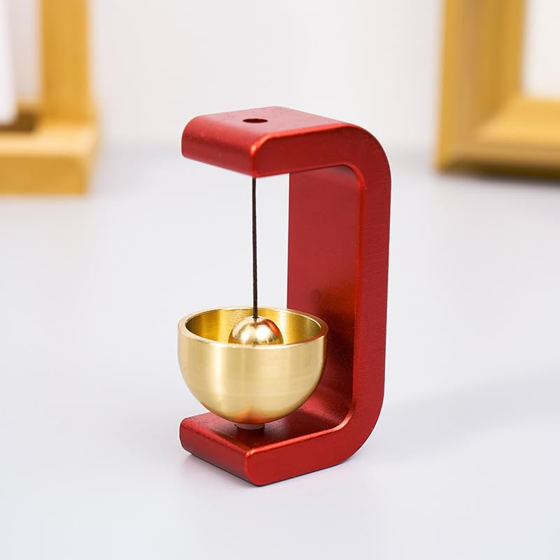 HASTHIP® Wooden Door Chime - Dopamine Magnetic Door Bell Shopkeepers Bells Self Adhesive C Shape Decorative Magnetic Doorbell - Red