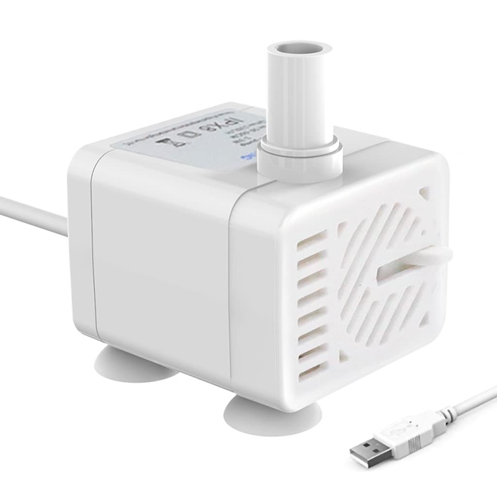 Qpets Pet Water Fountain Pump with 130L/h Flow and Quiet 40dB Motor | USB 5V Plug and Play