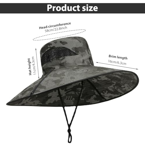 GUSTAVE® Hat for Men UPF50+ Extra Wide Brim Bucket Breathable Adjustable Sun with Flip-Up Design Women Ideal Fishing Hiking Beach Trips Camouflage 3PCS