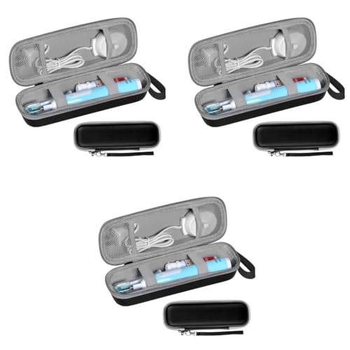 HANNEA® Hard Travel Case for Oral B Pro 1000 1500 5000 7000 7500 6000 9600 Philips Sonicare 4100 5100 1100 6100 5300 Electric Toothbrush Portable EVA Protective Storage Bag Black Case Only 3 PCS