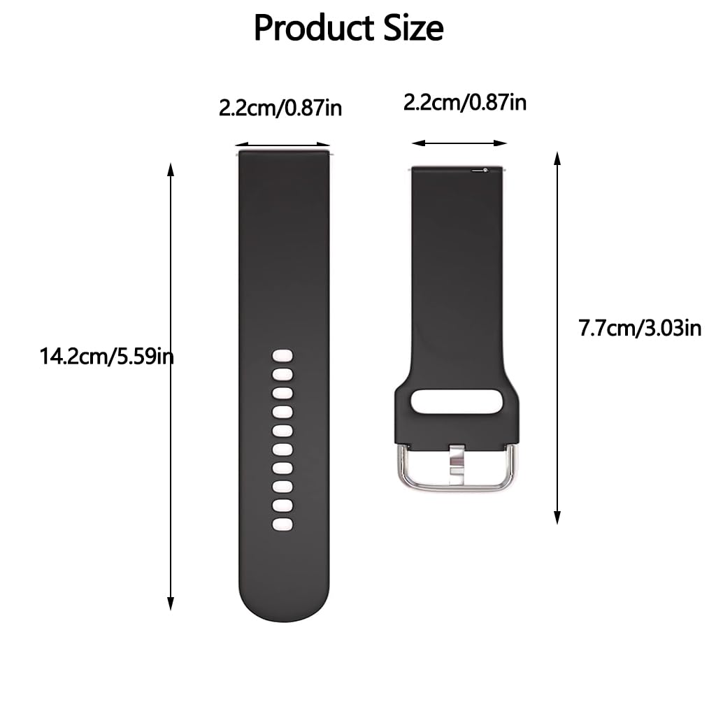 Zibuyu Silicone Watch Band for Samsung Galaxy Watch with Quick Release 22mm Fit | Black Strap for Active and Daily Wear