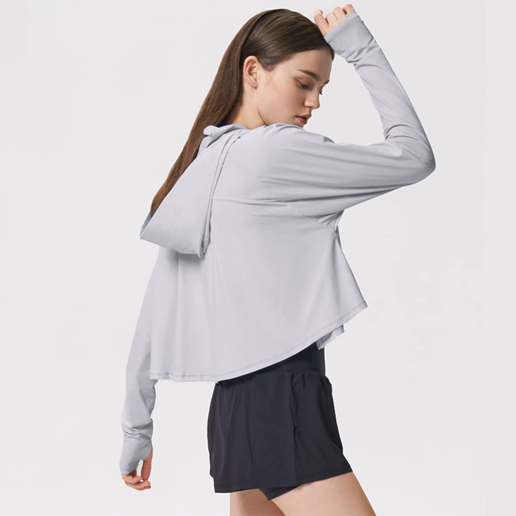 PALAY Sun Protection Jacket for Women with UPF 50+ Face Cover and Breathable Wide Hem | Grey
