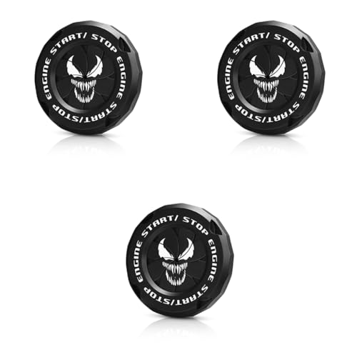 STHIRA® Venom-Themed Car Start Stop Button Cover Creative Engine Durable Material Push Interior Decor Protection Switch Universal Fit for Cars SUVs 3PCS