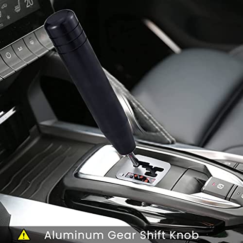 ZIBUYU® Car Gear Shift Knob Universal Shifter 7 Inch Aluminum Alloy Shifting Lever Stick Handle Fit Most Manual Automatic Vehicles with 8 10 12mm Adapters Black 3PCS