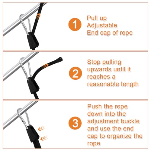 STHIRA® 3.3ft Ultra Elastic Nylon Bungee Cords with Dual-End Metal Hooks, Heavy-Duty Stretch Straps for Luggage, Camping, Cargo & Outdoor Use, Pack of 2