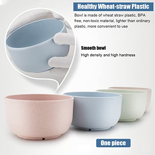 Supvox® 4Pcs Unbreakable Wheat Straw Plastic Bowls, Microwave Safe Bowls Set, 4 Multicolor Bowls for Dinner Rice Dessert Snacks Noodles Cereal and More, 4.52 X 2.48inch (450ml)